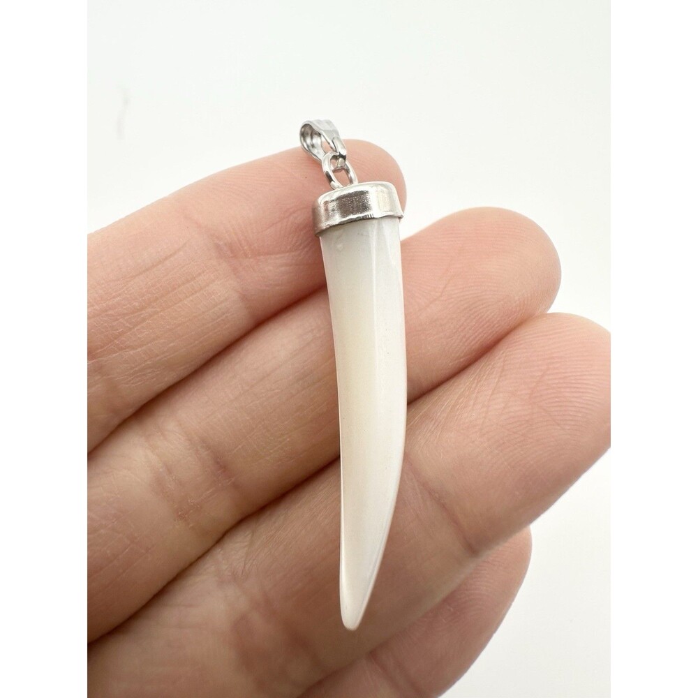 Horn Pendant Mother Of Pearl Shell Iridescent Tusk